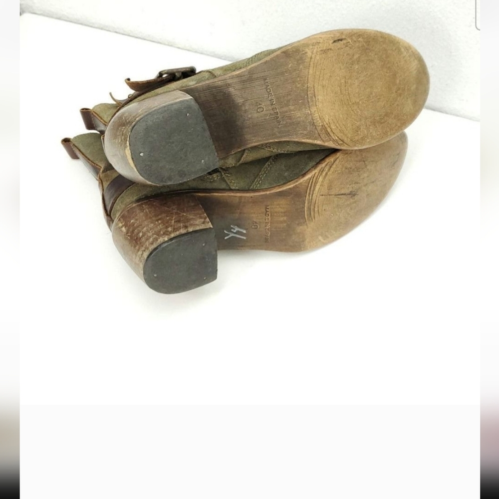 Sixtyseven Baxter Green Suede And Leather Strap Boots - Picture 9 of 9